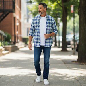 J. CREW Men's EUC Slim "Summer Shirt" Plaid Button‎ Down | Size L